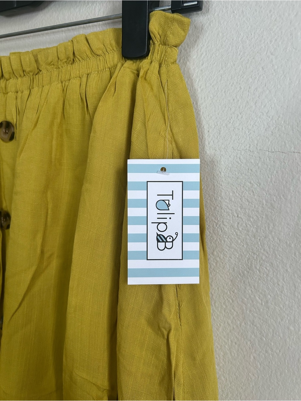 NWT Tulip B Mustard Yellow Button Front Midi Maxi Skirt Lined Size S - Picture 5 of 9